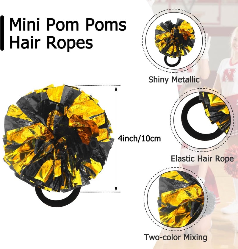 Hooshing 5PCS Pom Poms Cheerleading Shaker and Hair Ropes Wrist Ties with Poms for Cheerleader Girls Sports Spirits Rewards Cheer in Party Festival - Image 3